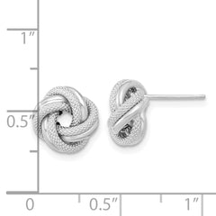 14k White Gold Polished Textured Double Love Knot Post Earrings