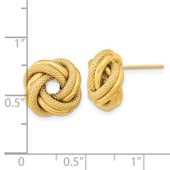 14k Polished Textured Double Love Knot Post Earrings