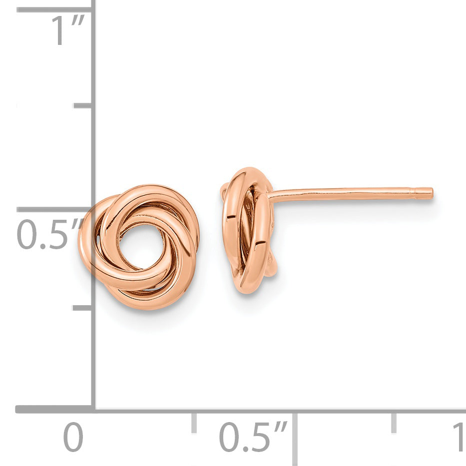 14k Rose Gold Polished Love Knot Post Earrings