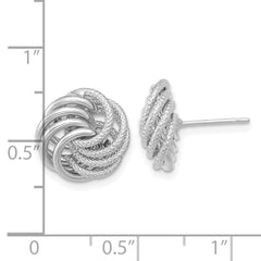 14k White Gold Polished Textured Fancy Swirl Post Earrings