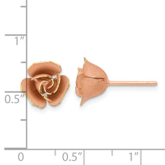 14k Rose Gold Satin Finish D/C Rose Post Earrings