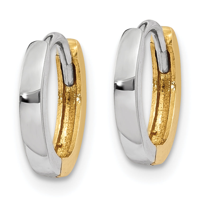 14k Two-tone 1.75mm Round Hinged Hoop Earrings