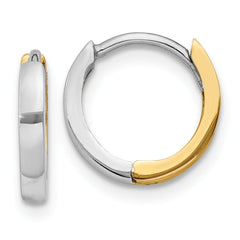 14k Two-tone 1.75mm Round Hinged Hoop Earrings