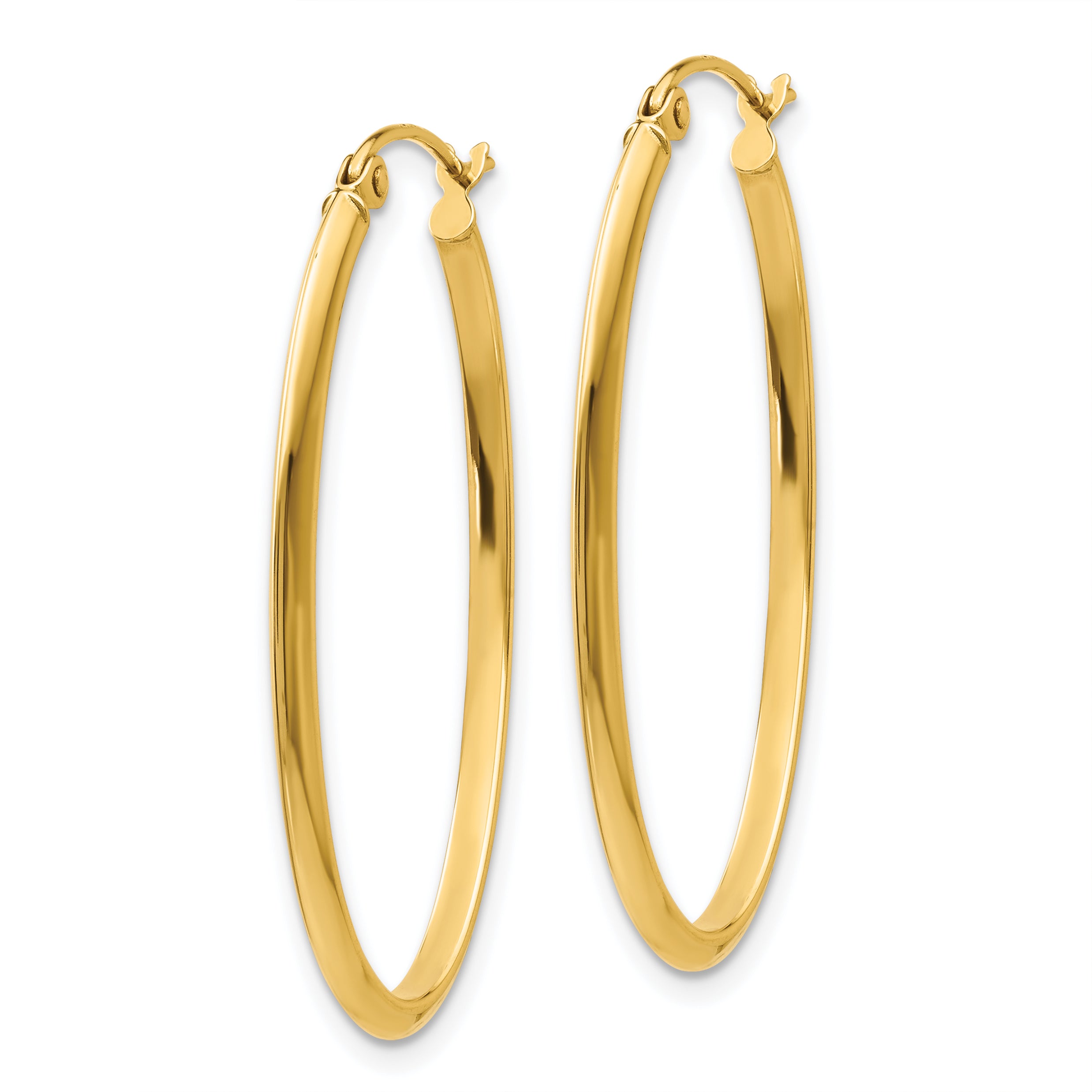 14k 2mm Oval Hoop Earrings