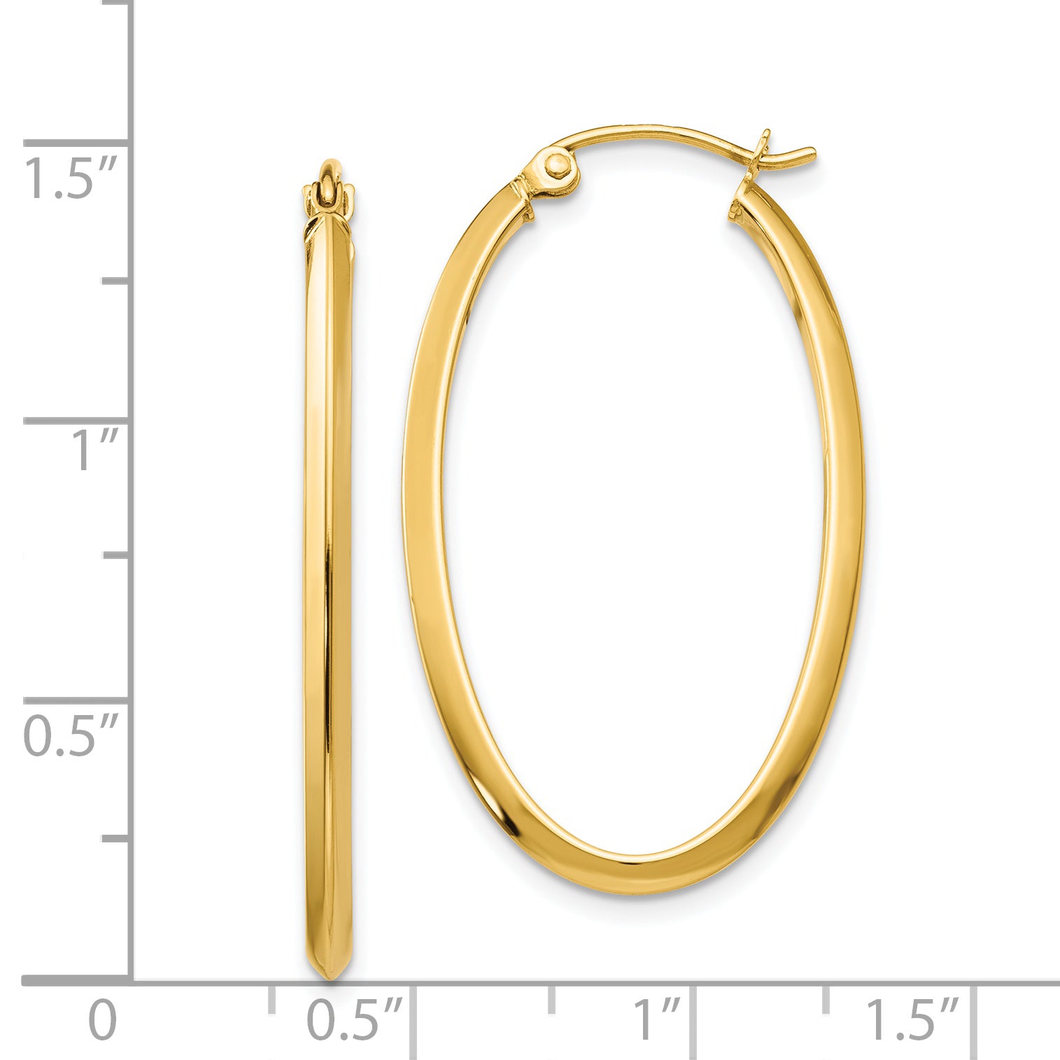 14k 2mm Oval Hoop Earrings