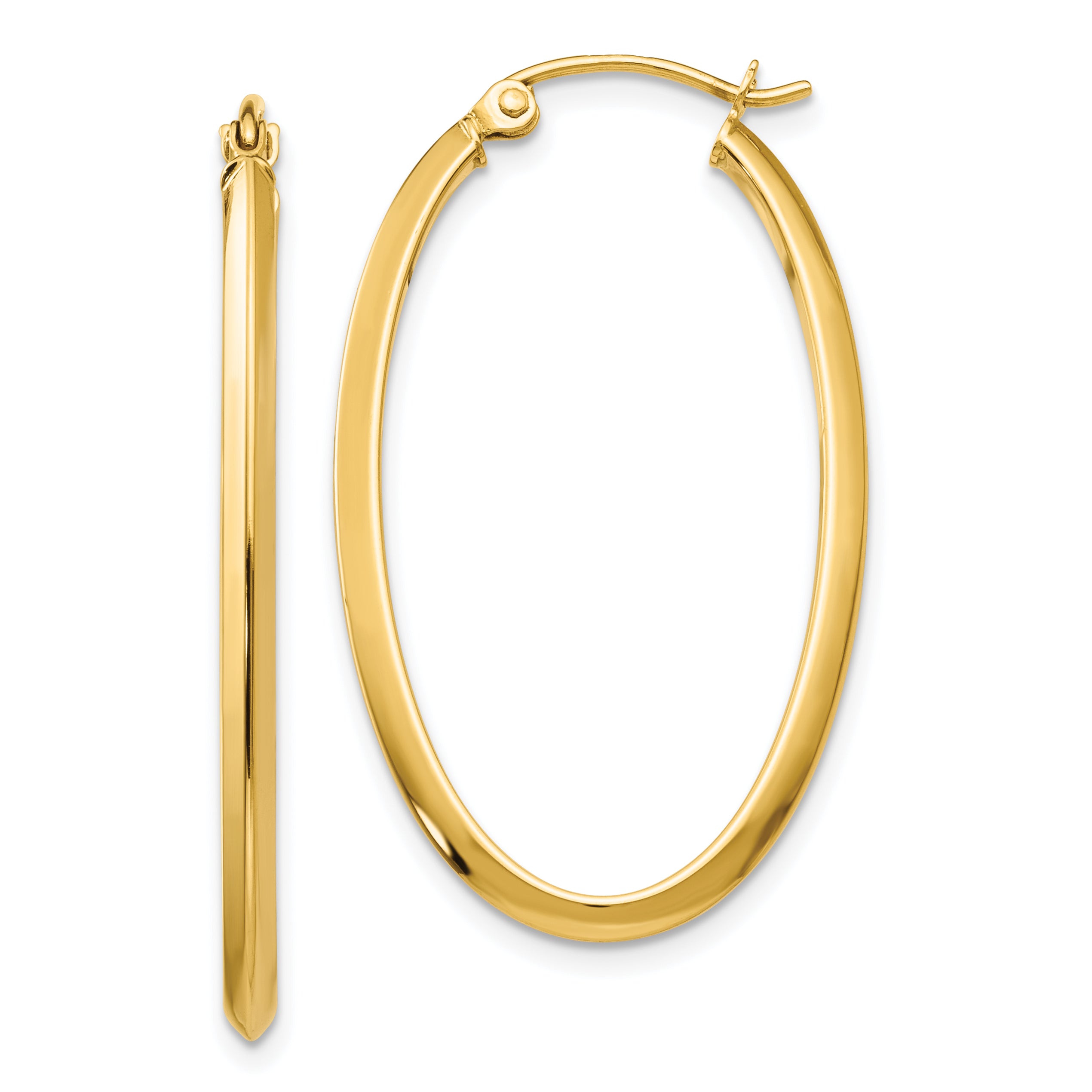 14k 2mm Oval Hoop Earrings