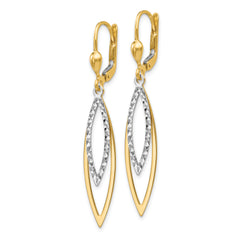 14k Two-tone Diamond-cut Leverback Earrings