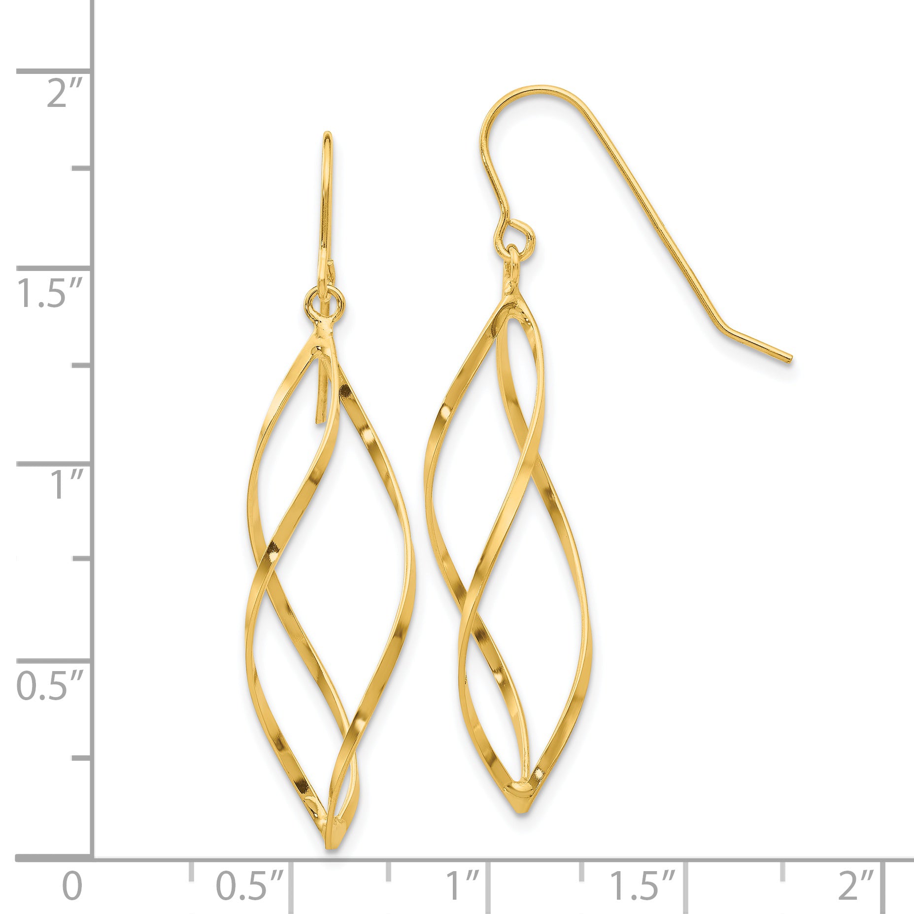 14K Twisted Dangle Earrings