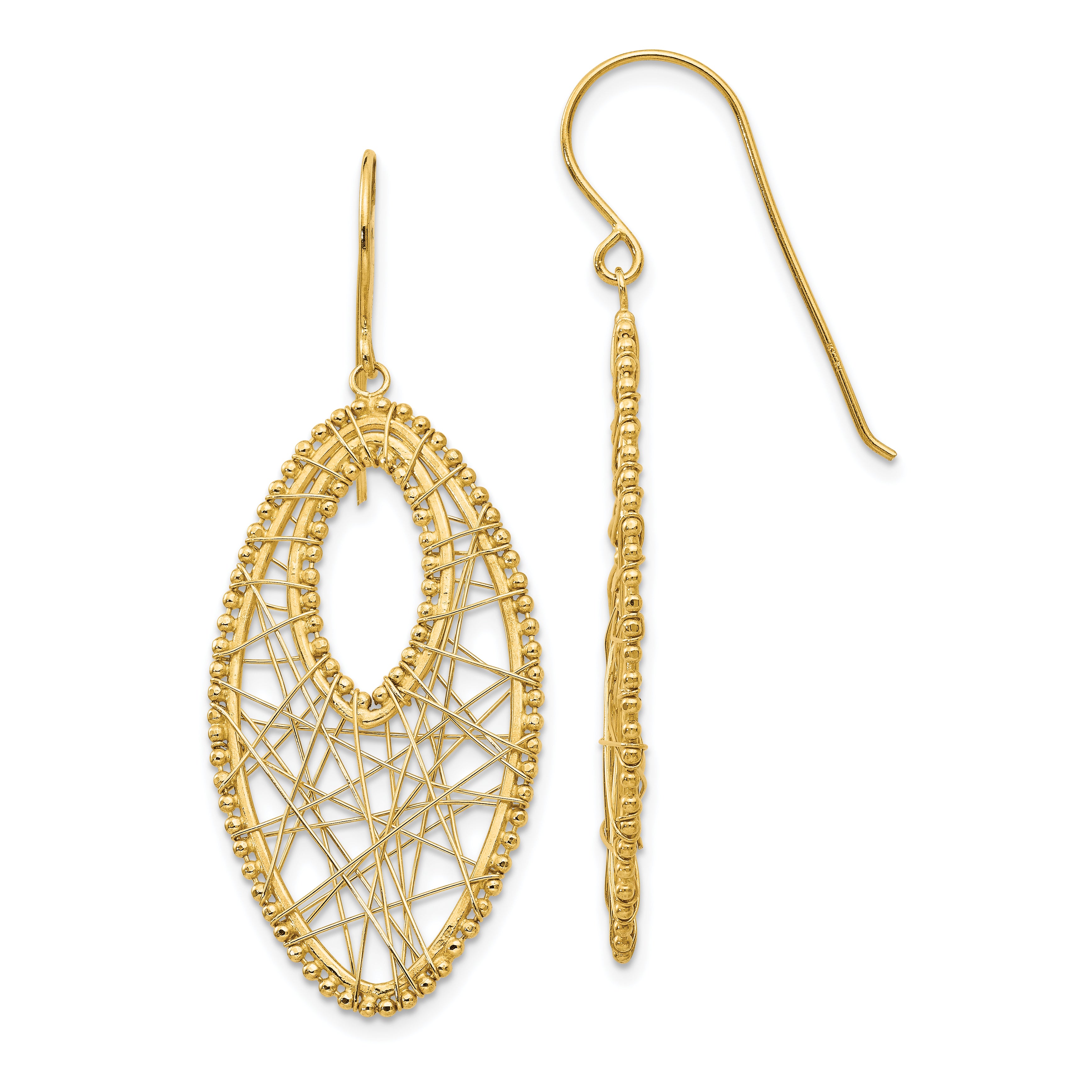 14K Oval & Web Earrings