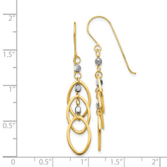 14k Two-tone Oval Beaded Dangle Earrings