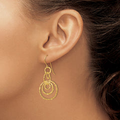 14k Textured Dangle Circle Earrings