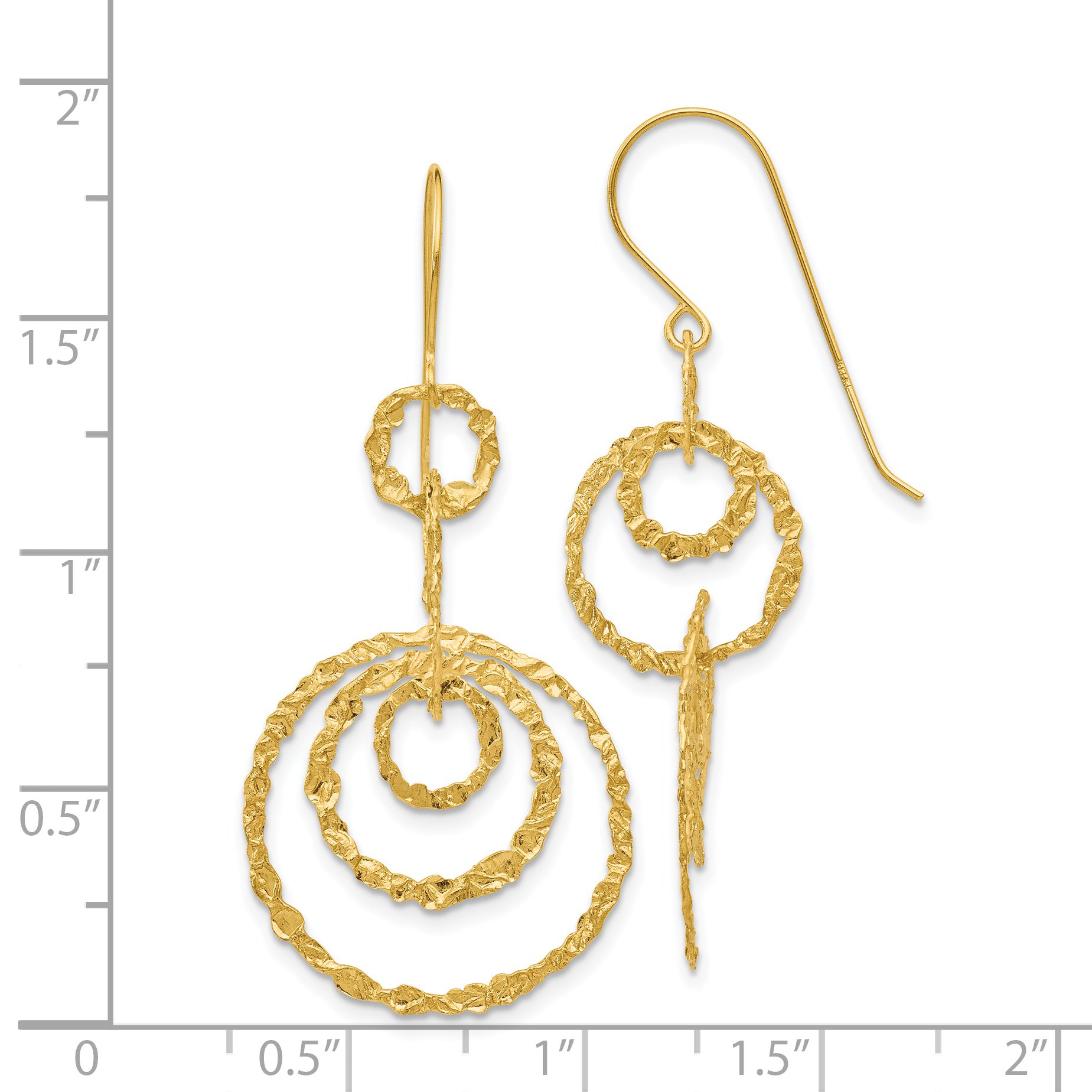 14k Textured Dangle Circle Earrings