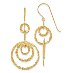 14k Textured Dangle Circle Earrings