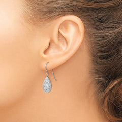 14k White Gold Puff Teardrop Earrings