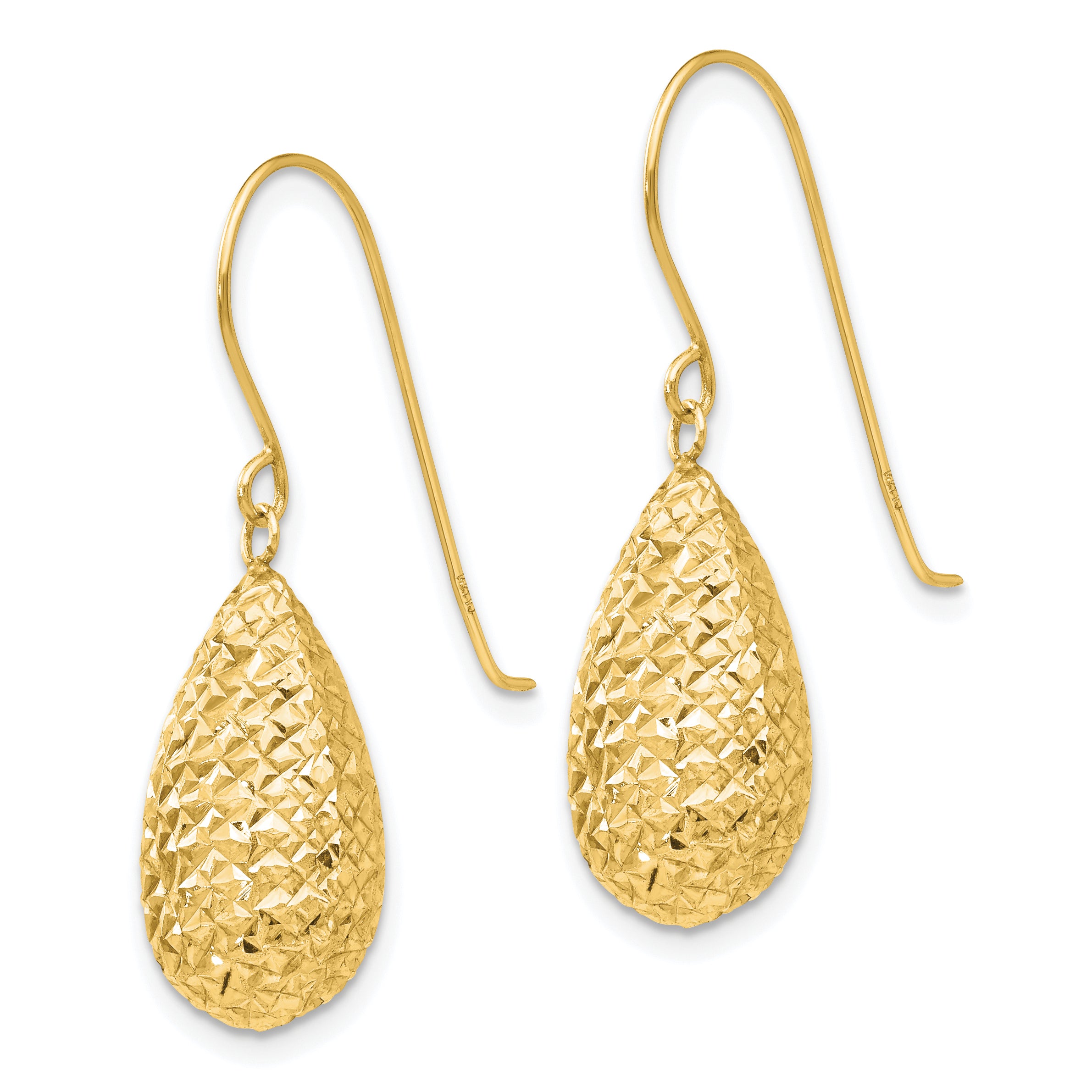 14k Puff Teardrop Earrings