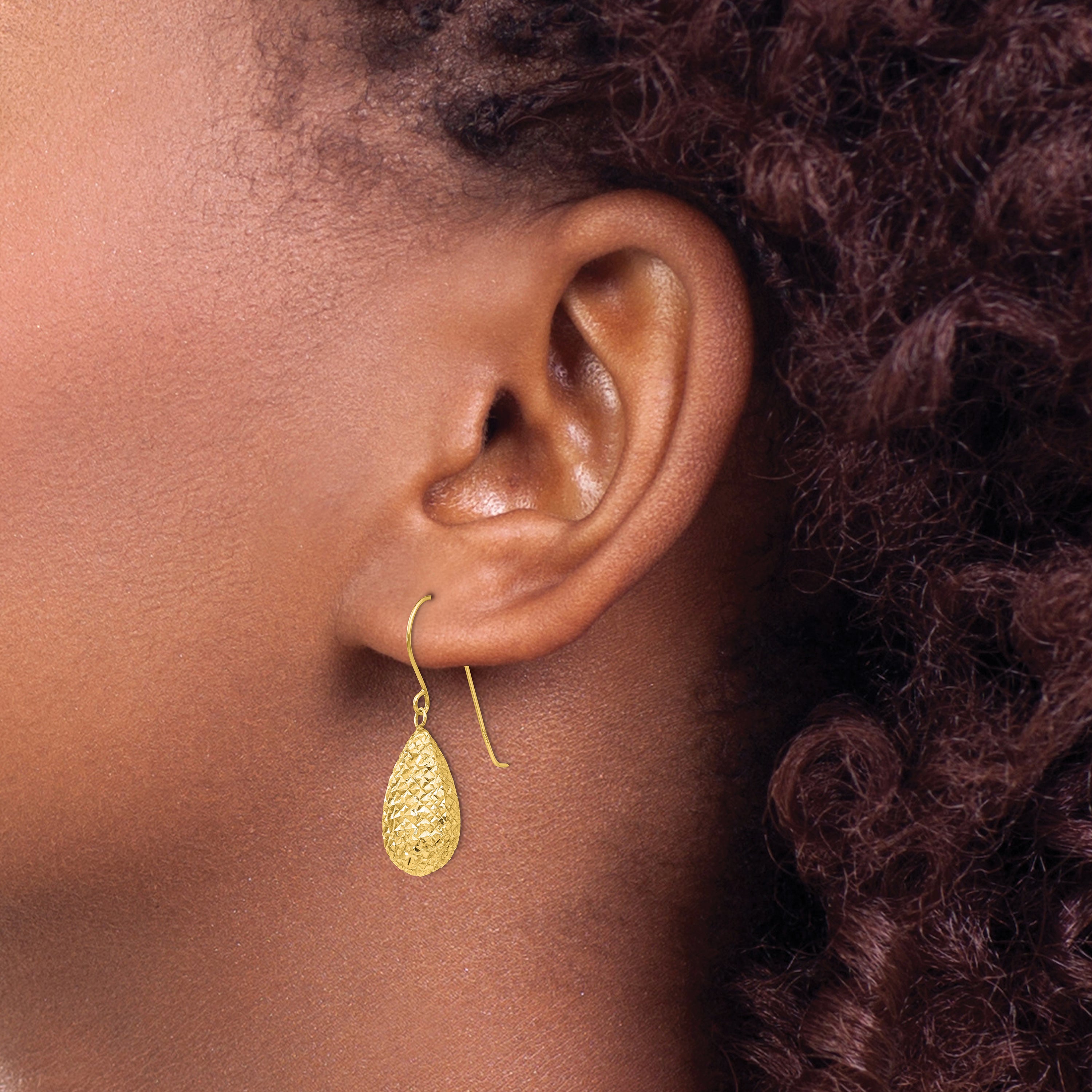 14k Puff Teardrop Earrings