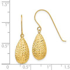 14k Puff Teardrop Earrings