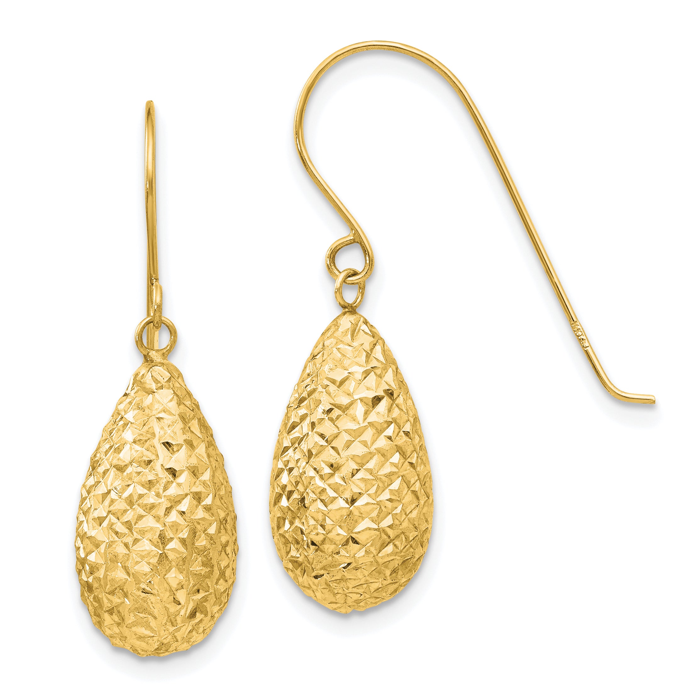 14k Puff Teardrop Earrings