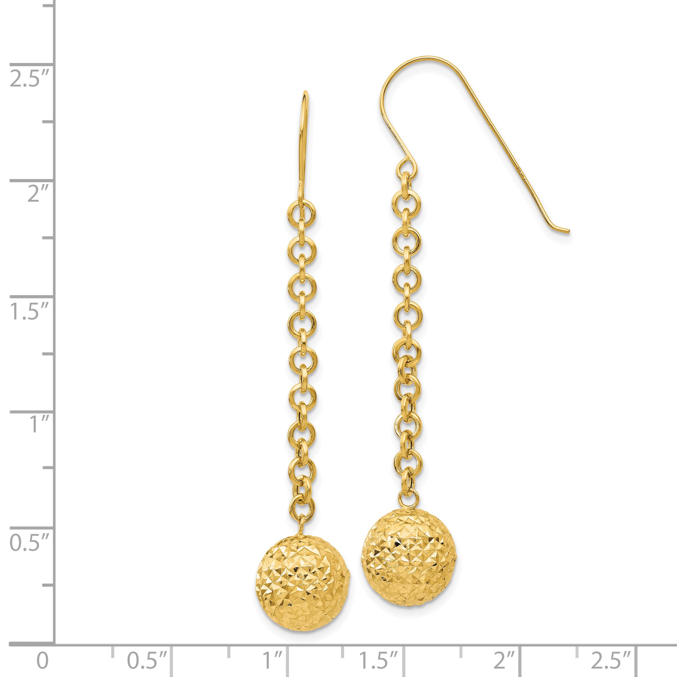 14k Diamond-cut Hollow Bead Dangle Earrings