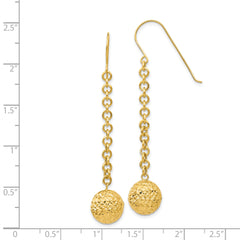 14k Diamond-cut Hollow Bead Dangle Earrings