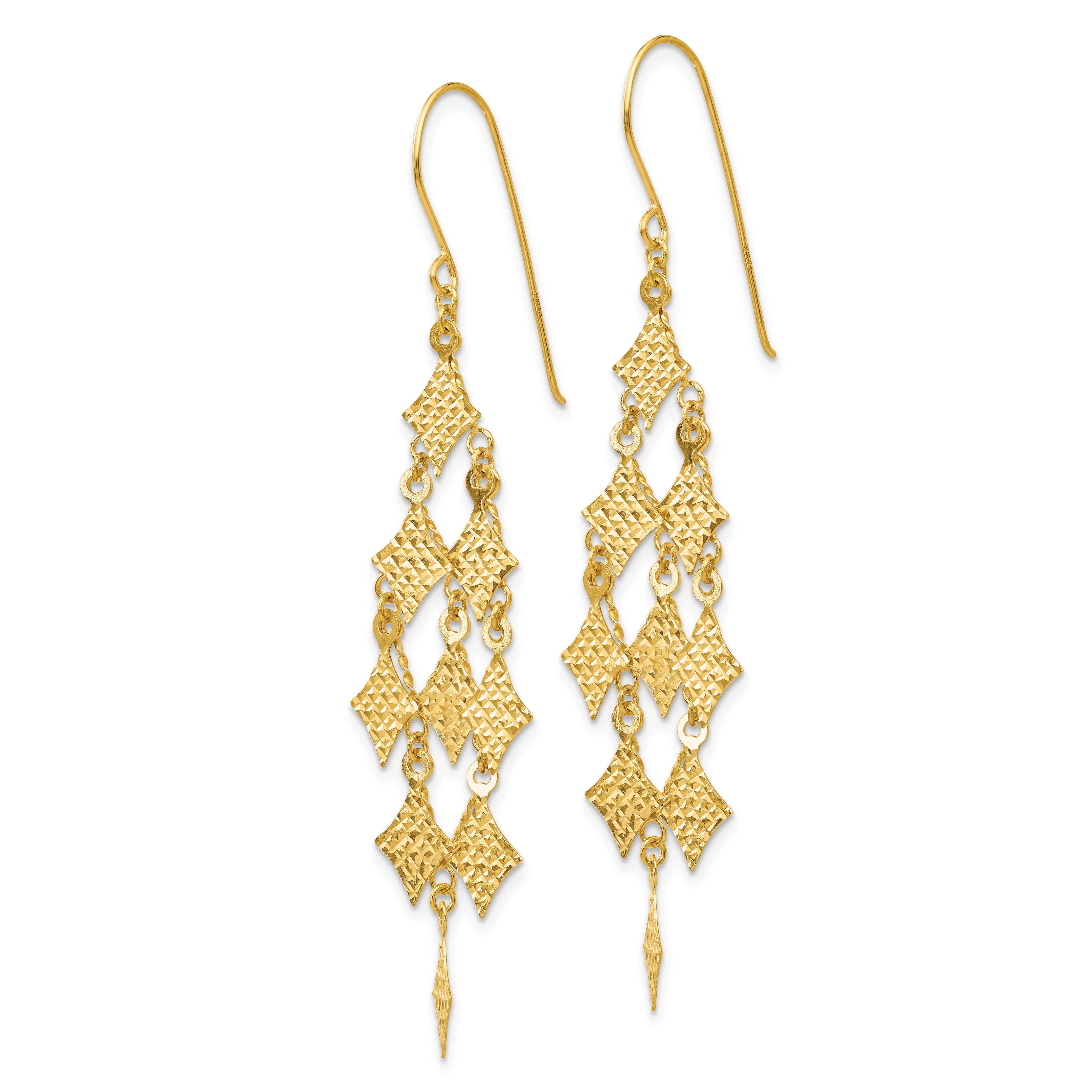 14k Diamond-cut Chandelier Earrings