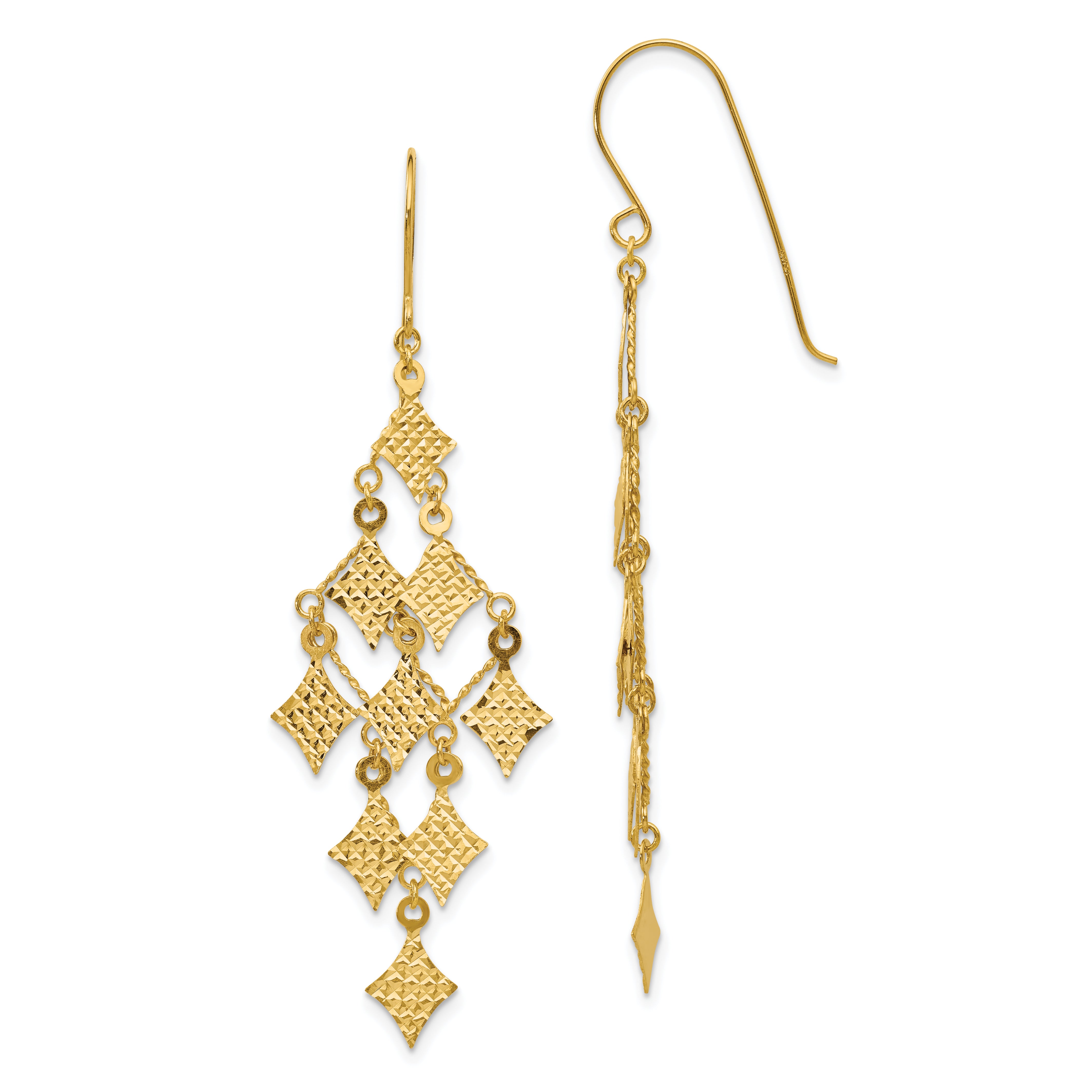 14k Diamond-cut Chandelier Earrings