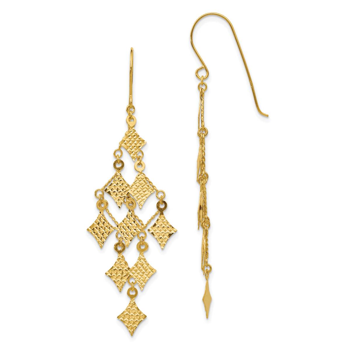 14k Diamond-cut Chandelier Earrings