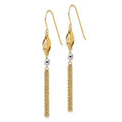 14k Two-tone Bead and Chain Dangle Earrings