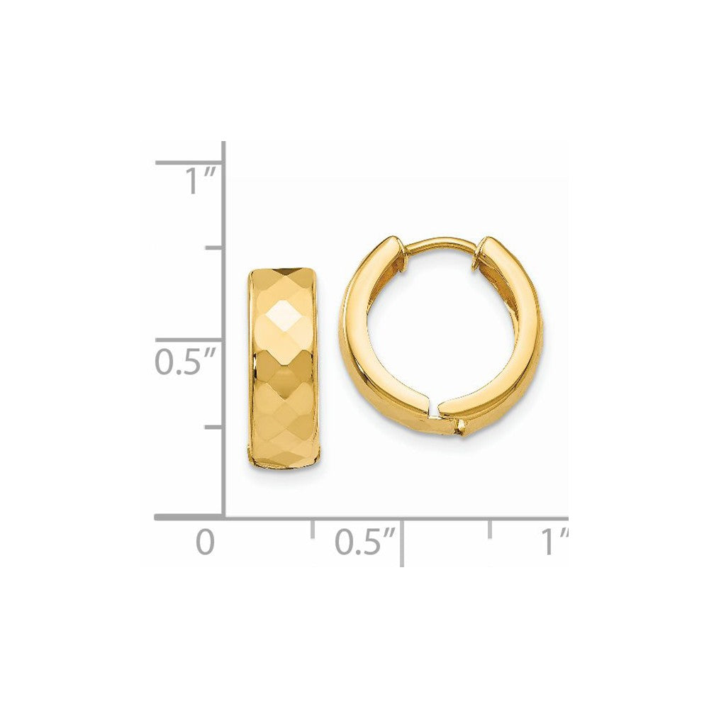 14k Textured Hinged Hoop Earrings