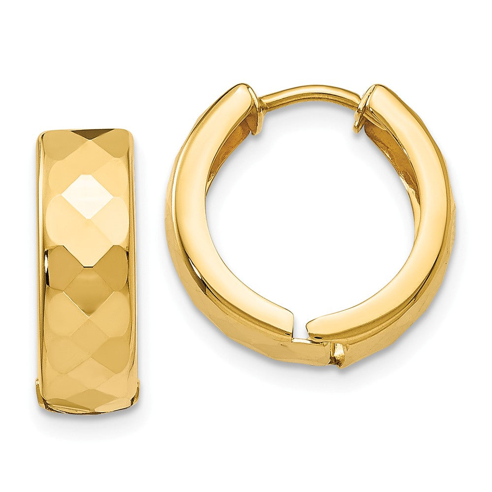 14K Textured Hinged Hoop Earrings