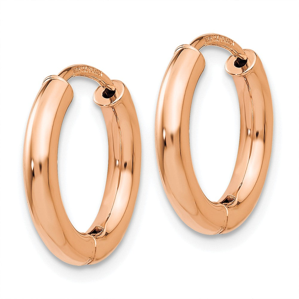 14K Rose Gold Polished Hollow Hinged Hoop Earrings