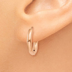 14K Rose Gold Polished Hollow Hinged Hoop Earrings