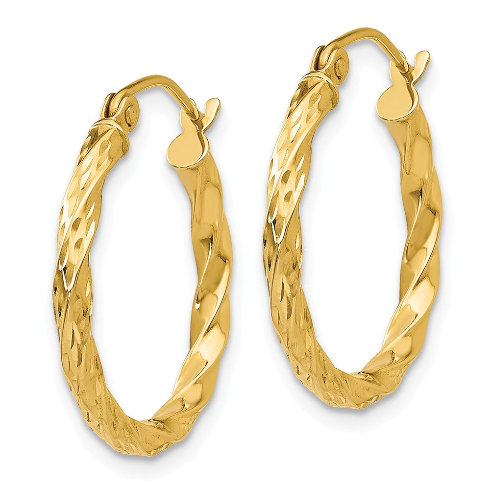 14K Twist Hollow Hoop Earrings