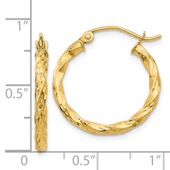 14K Twist Hollow Hoop Earrings