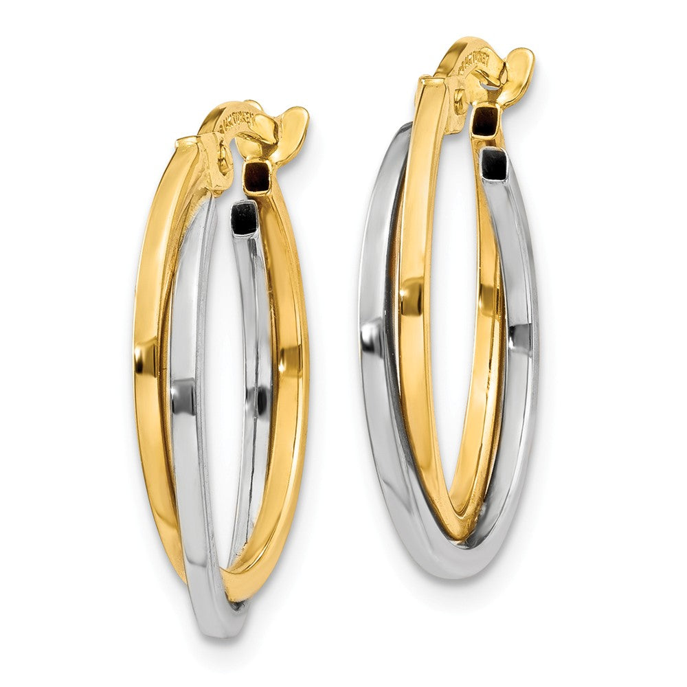 14K Two-tone Polished Hollow Hoop Earrings