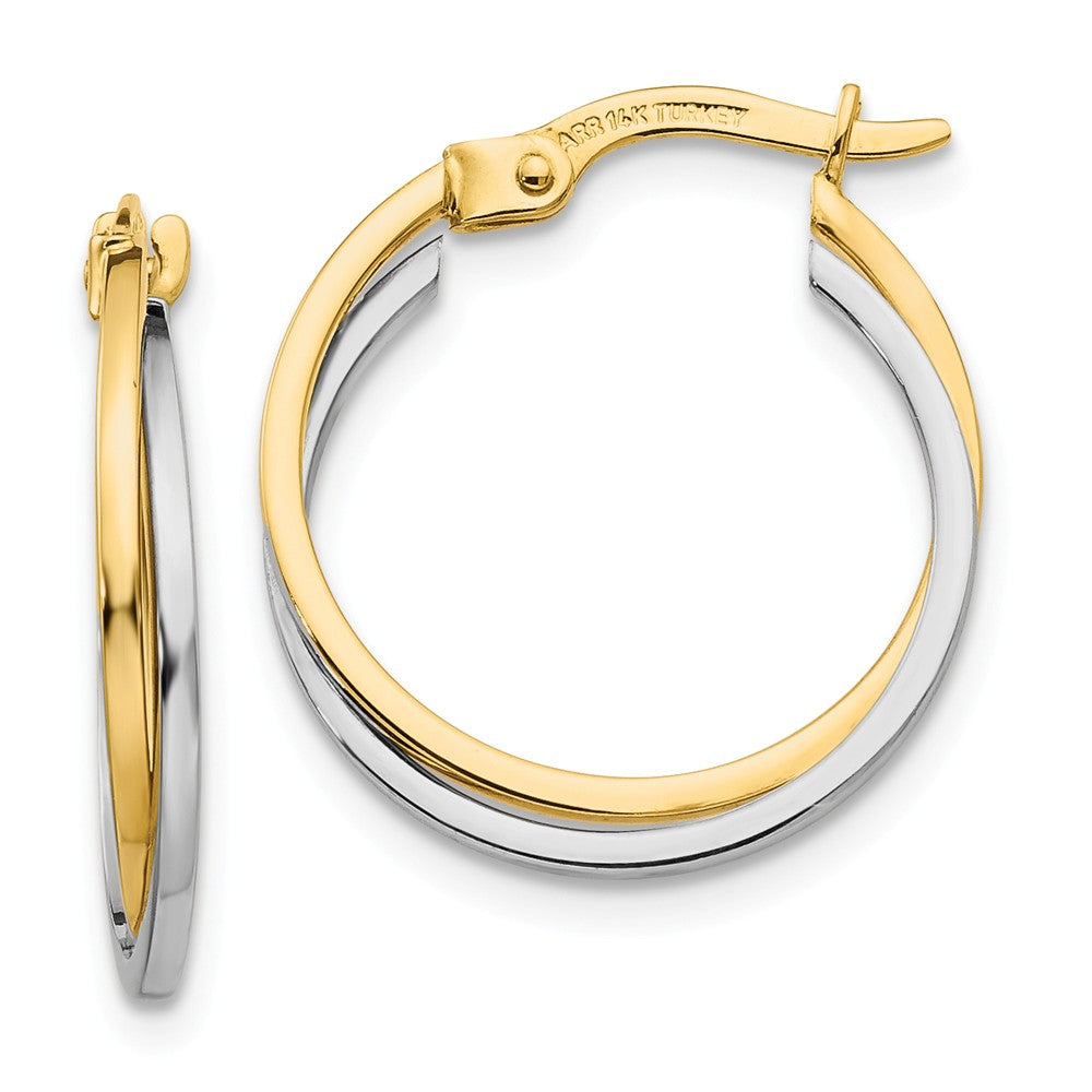 14K Two-tone Polished Hollow Hoop Earrings