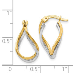 14k Two-tone Twisted Hoop Earrings