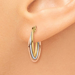 14K Tri-color Twisted Hoop Earrings