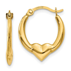 14K Heart Hoop Earrings