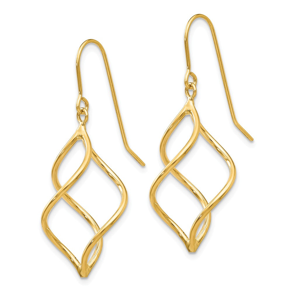 14K Polished Short Twisted Dangle Earrings