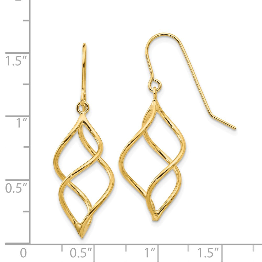 14k Polished Short Twisted Dangle Earrings