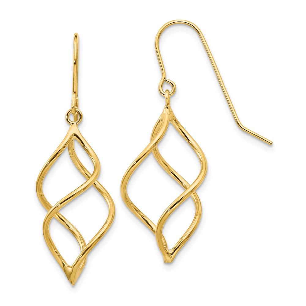 14K Polished Short Twisted Dangle Earrings