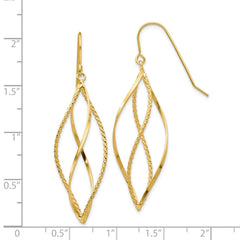 14k Polished and Textured Twisted Dangle Earrings