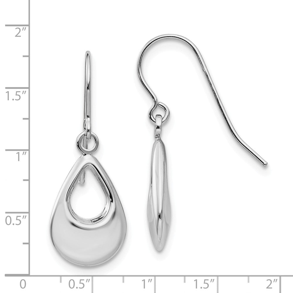 14k White Gold Teardrop Hollow Dangle Earrings