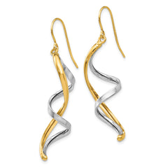 14K Two-tone Polished Fancy Dangle Earrings