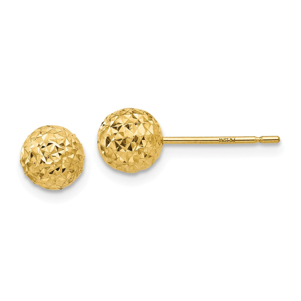 14K Diamond Cut Ball Post Earrings