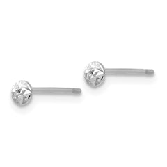 14K White Gold 3mm Puff Circle Stud Earrings