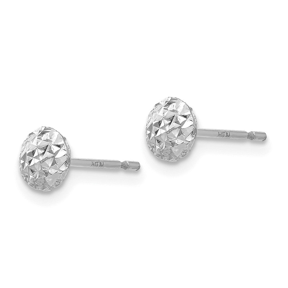 14K White Gold 5 mm Puff Circle Stud Earrings