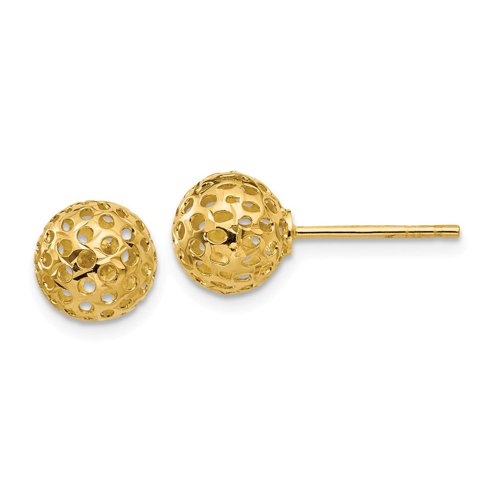 14K Diamond Cut Bead Post Earrings