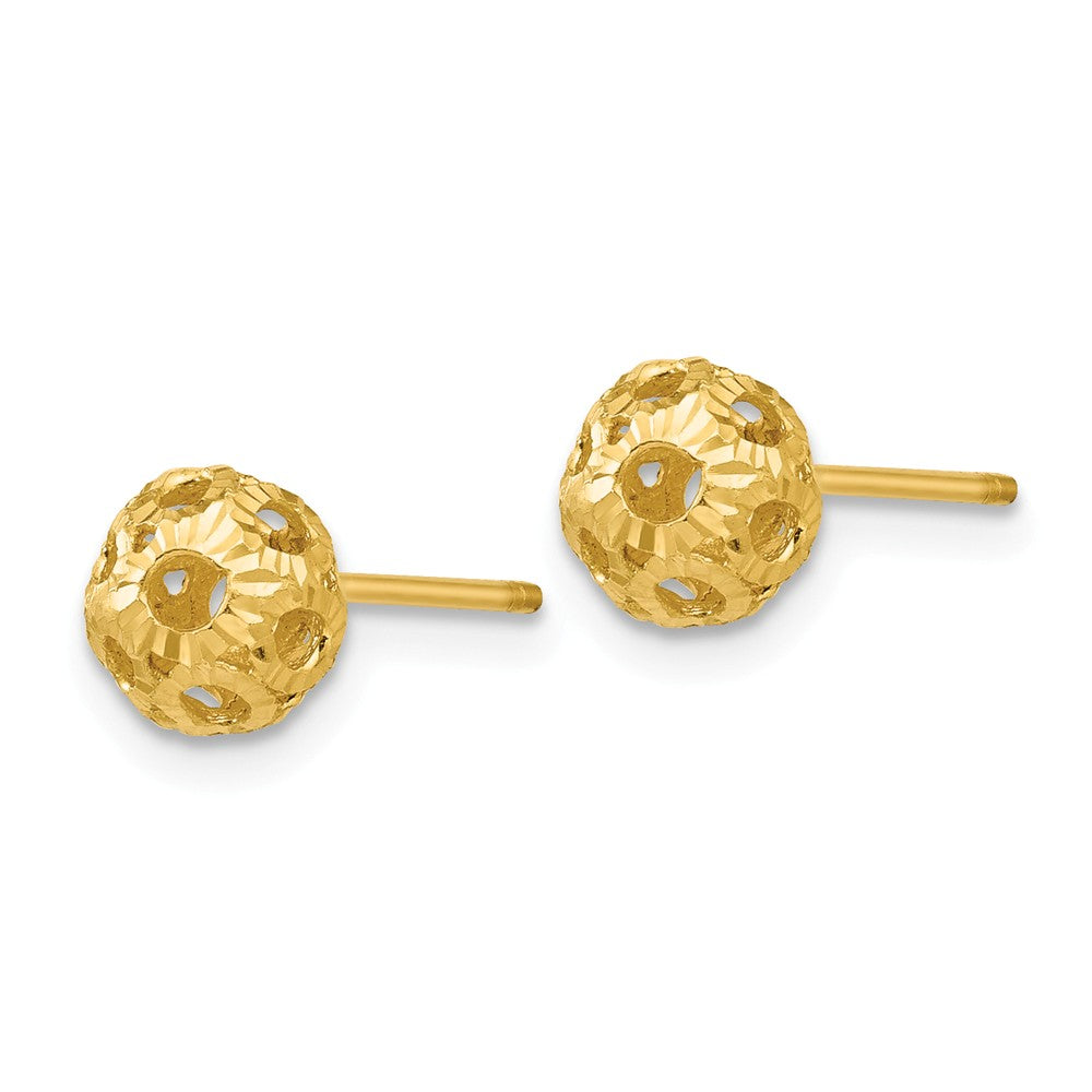 14K Open Diamond Cut Ball Post Earrings